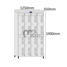 Roupeiro Para Vestiário RGRSP-8 35cm Sobreposto com 8 Portas - com PITÃO - RCH